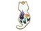 30mm White Cat with Multicolor Flower Enamel and Gold Metal Pendant